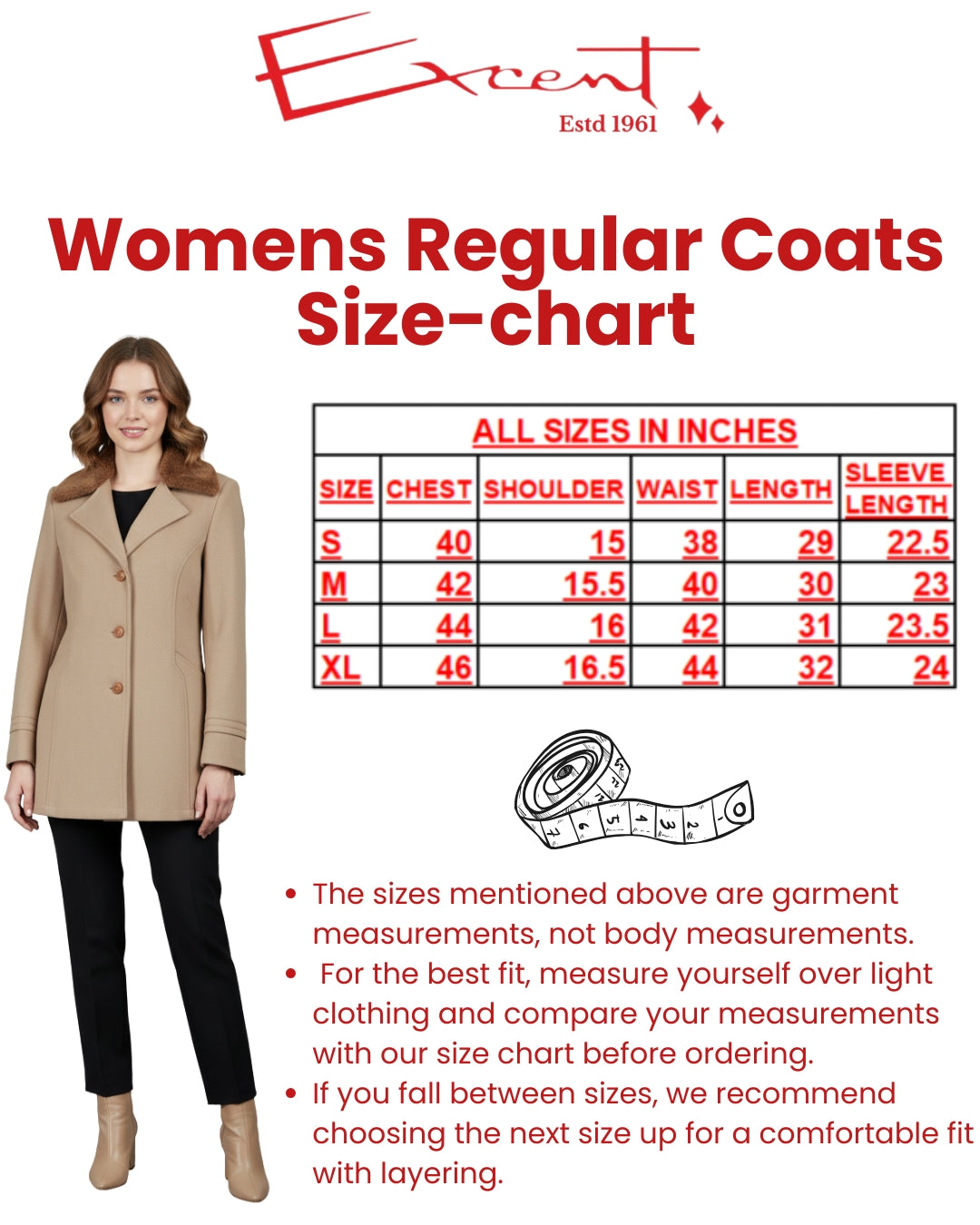 Excent Women’s Beige Camel Woollen Tweed Coat with Faux Fur Collar – Elegant Winter Overcoat | Warm & Classic Long Jacket for Women