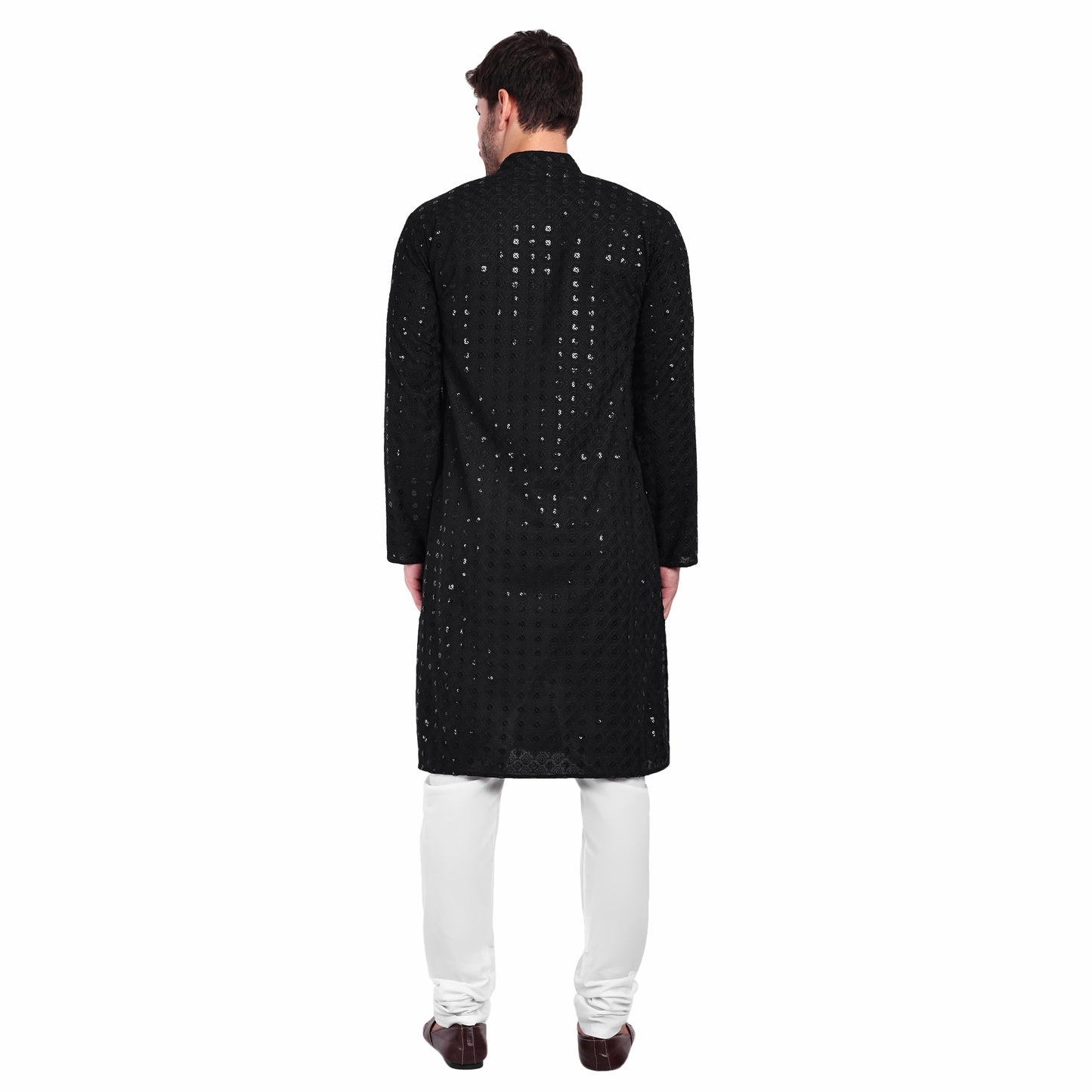 Black Sequin Kurta Pyjama Set – Bold, Dapper & Festive Ready