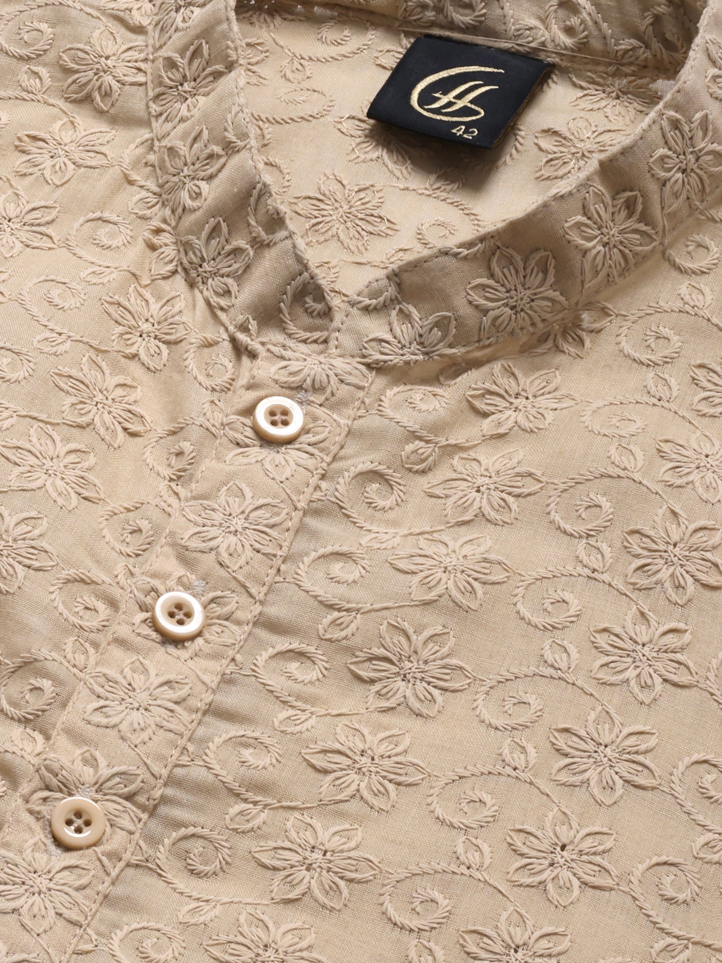 Beige Chikankari Kurta Pyjama Set for Men – Cotton Blend Ethnic Wear | Elegant Traditional Outfit