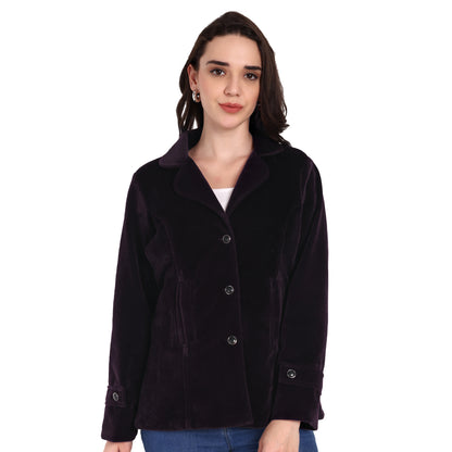 Excent Women’s Fur Velvet Winter Coat – Elegant Short Jacket in Wine | Soft, Warm & Stylish Velvet Outerwear