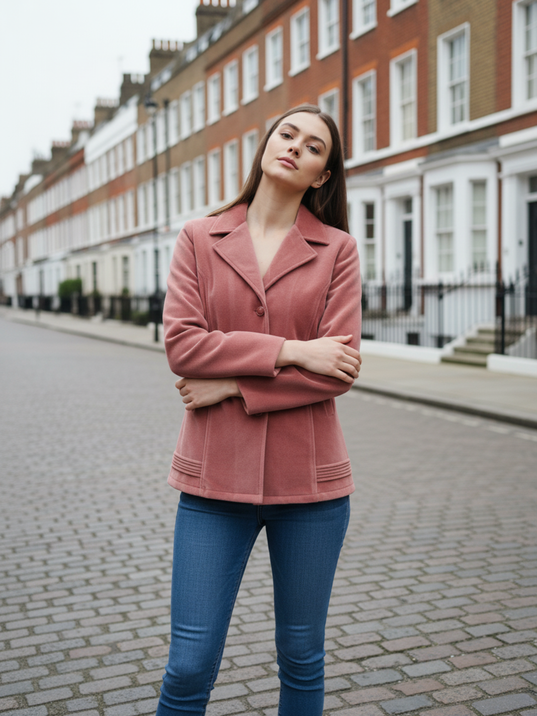 Excent Women’s Fur Velvet Winter Jacket – Soft Touch, Warm & Elegant Short Coat in Pink Flamingo