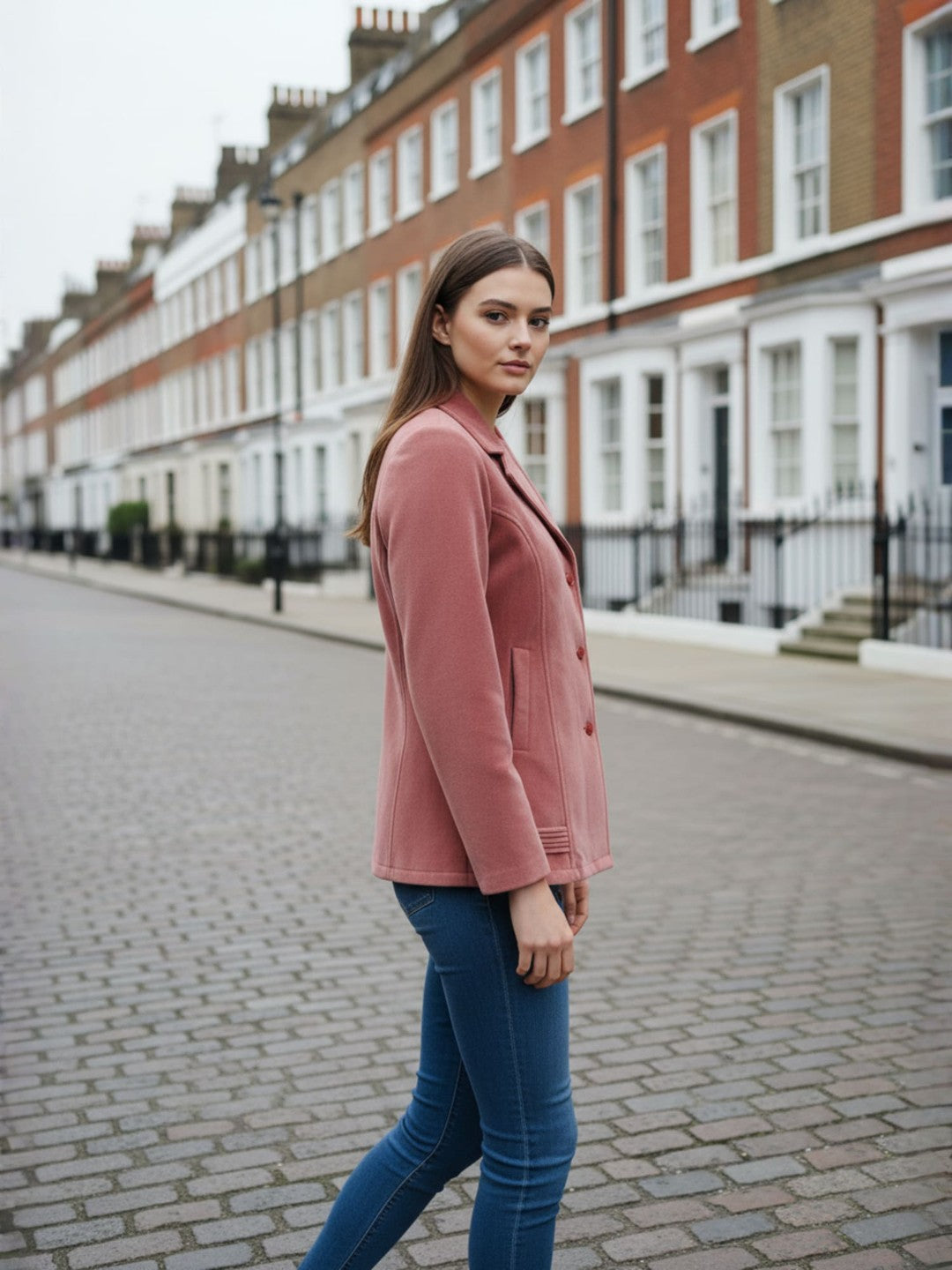 Excent Women’s Fur Velvet Winter Jacket – Soft Touch, Warm & Elegant Short Coat in Pink Flamingo