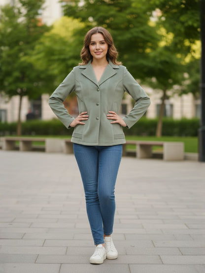 Excent Women’s Fur Velvet Winter Jacket – Soft Touch, Warm & Elegant Short Coat in Sage Green Pista Green