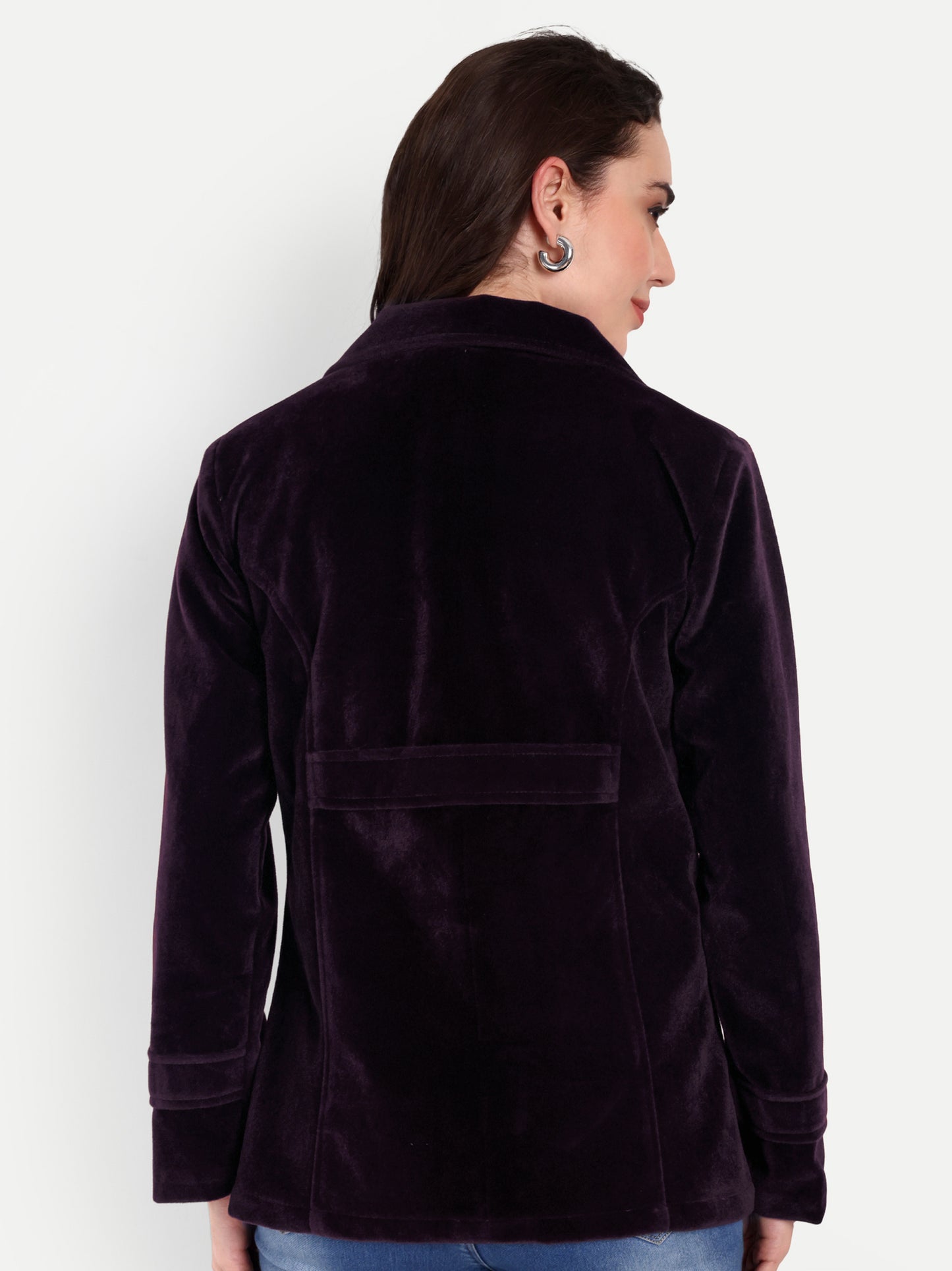 Excent Women’s Fur Velvet Winter Coat – Elegant Short Jacket in Wine | Soft, Warm & Stylish Velvet Outerwear