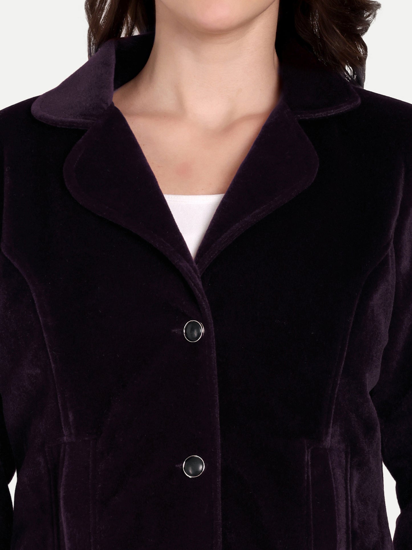 Excent Women’s Fur Velvet Winter Coat – Elegant Short Jacket in Wine | Soft, Warm & Stylish Velvet Outerwear