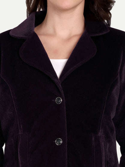 Excent Women’s Fur Velvet Winter Coat – Elegant Short Jacket in Wine | Soft, Warm & Stylish Velvet Outerwear