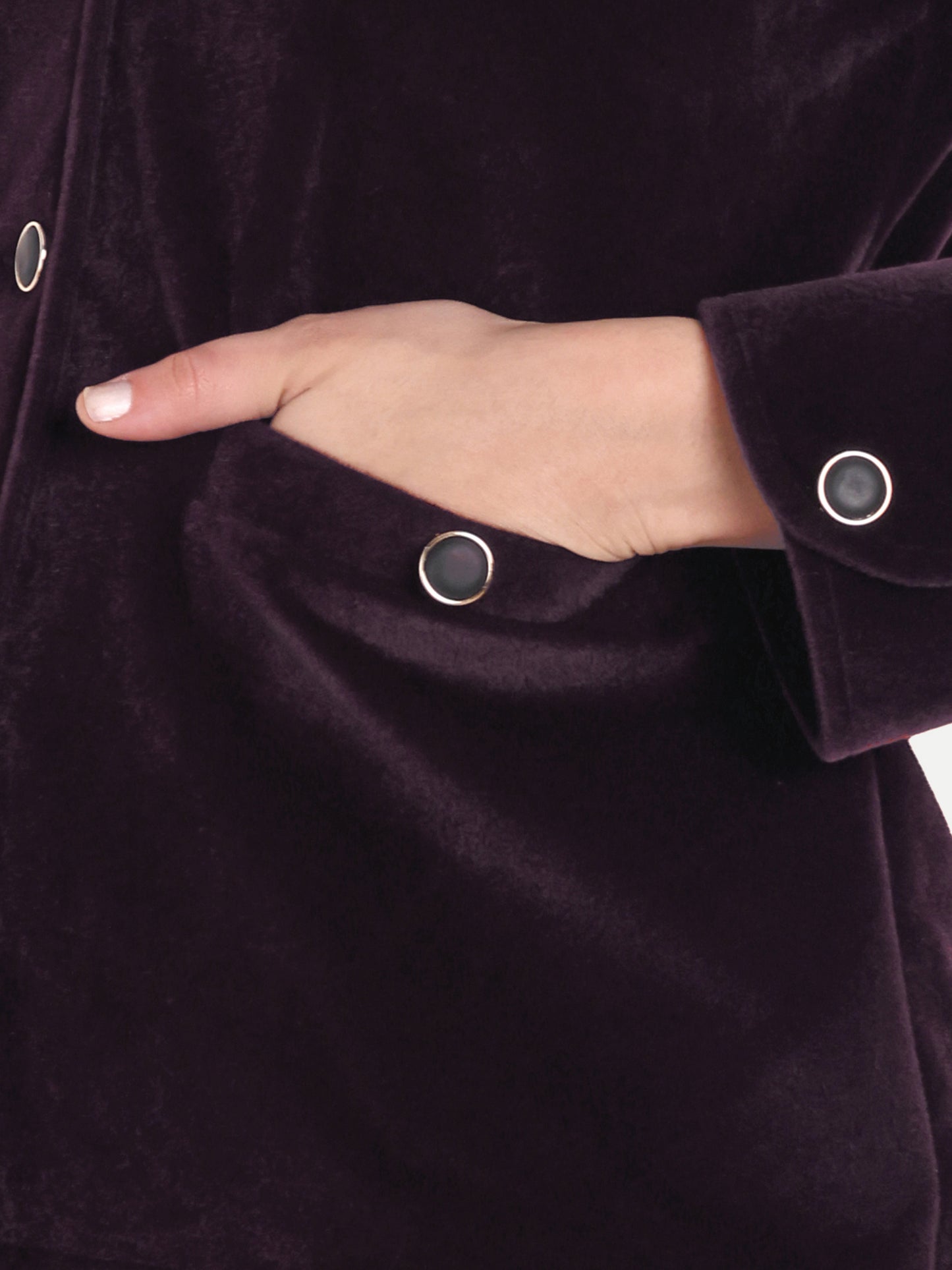 Excent Women’s Wine Velvet Short Winter Coat – Premium Fur Velvet Jacket | Soft, Elegant & Warm Winterwear